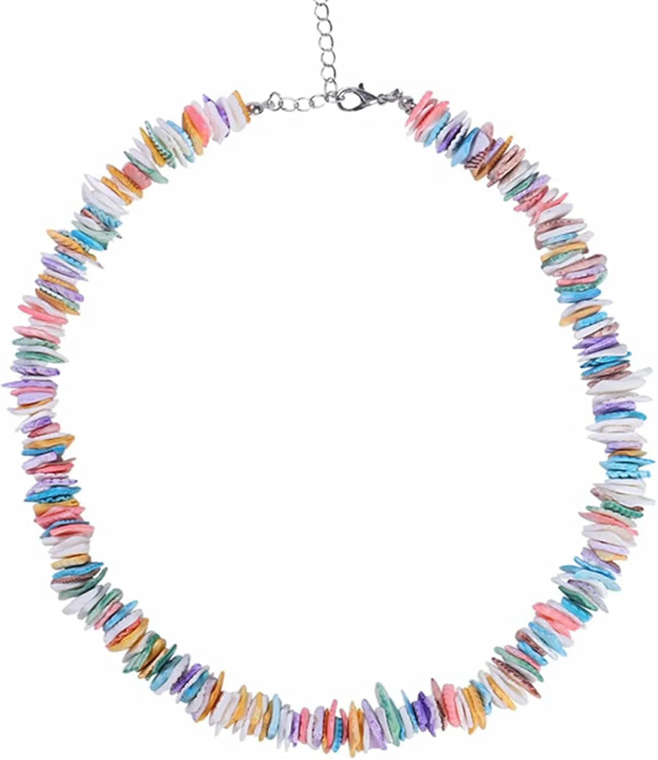 Handmade Shell Seashell Chip Beaded Hawaiian Style Adjustable Choker Necklace Natural Puka Summer Beach Surfer Clavicle Jewelry for Women Teens