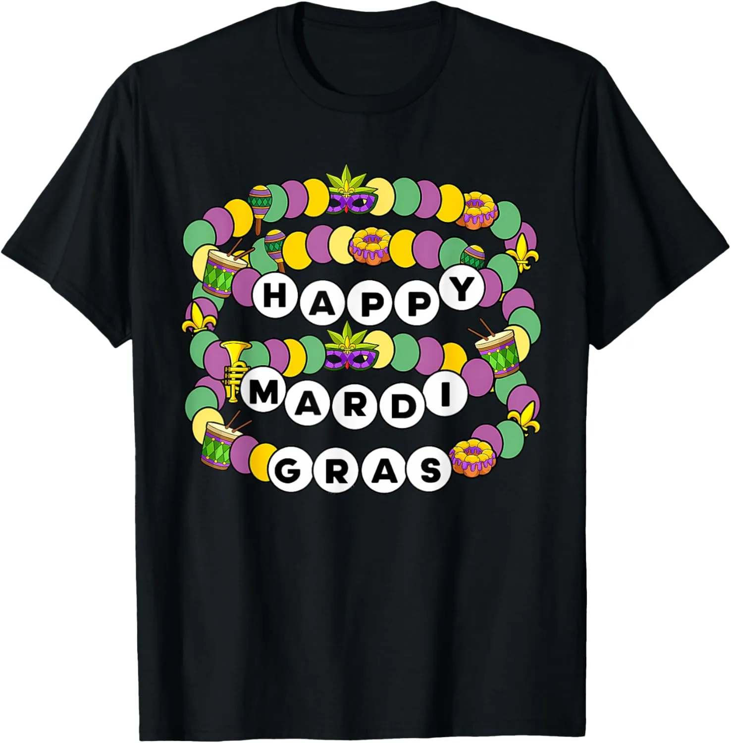 Happy Mardi Gras Friendship Bracelet Bestie Carnival Party T-Shirt