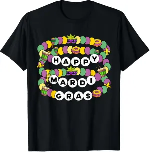 Happy Mardi Gras Friendship Bracelet Bestie Carnival Party T-Shirt