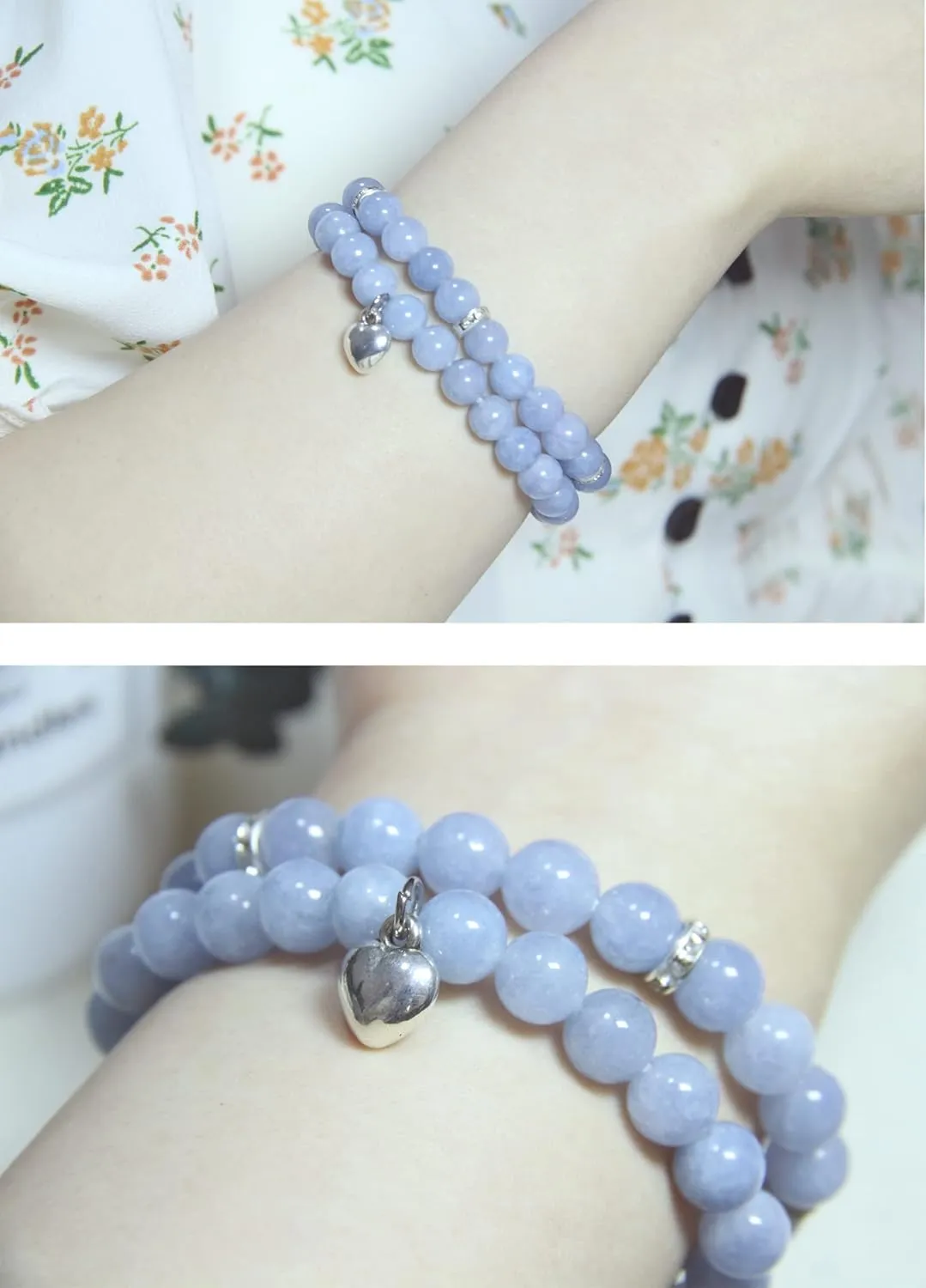 Healing Bracelets for Women - Aquamarine Bracelet - Healing Prayers Crystal Bracelet, 8mm Natural Stone Stress Relief Yoga Beads Get Well Soon Gifts