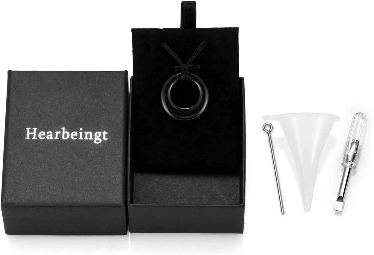 Hearbeingt Cremation Jewelry Urn Necklace for Ashes for Women Men, Circle of Life Eternity Memorial Pendant Ash Jewelry