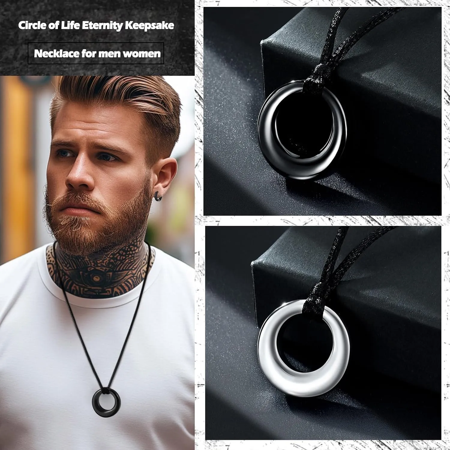 Hearbeingt Cremation Jewelry Urn Necklace for Ashes for Women Men, Circle of Life Eternity Memorial Pendant Ash Jewelry
