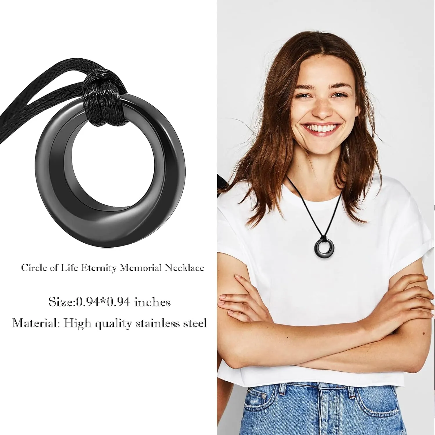 Hearbeingt Cremation Jewelry Urn Necklace for Ashes for Women Men, Circle of Life Eternity Memorial Pendant Ash Jewelry
