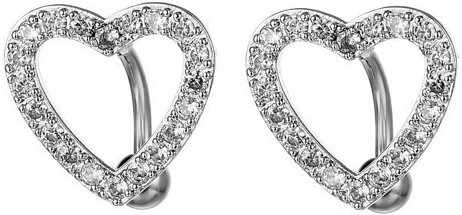 Heart Belly Button Rings Pave CZ Crystal Top Down Belly Rings 14G Surgical Steel Navel Piercing Jewelry