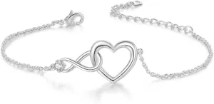 Heart Infinity Bracelet for Women Gold Plated Silver Cubic Zirconia Stainless Steel Bracelet Valentine's Day Jewelry Gift