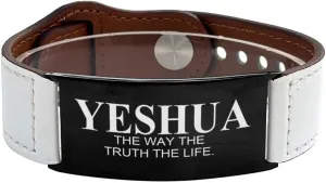 Hebrew Leather Adjustable Bracelet Free Engraved Jewish Shema Israel Prayer Bracelets Stainless Steel ID Religious Amulet Gifts for Men Women, 5.5-7.87"