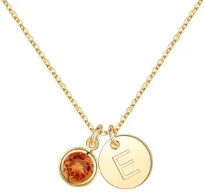 Hidepoo Graduation Gifts for Women Girls - Initial Birthstone Necklace for Girl, 14K Gold Plated Disc Letter Necklace Personalized Birthstone Initial Necklaces Birthday Gift for Female Teens Mom