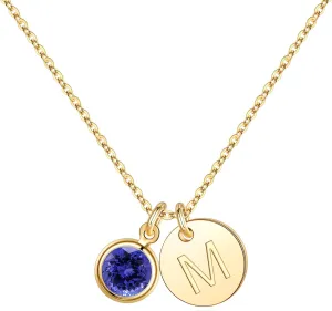 Hidepoo Graduation Gifts for Women Girls - Initial Birthstone Necklace for Girl, 14K Gold Plated Disc Letter Necklace Personalized Birthstone Initial Necklaces Birthday Gift for Female Teens Mom