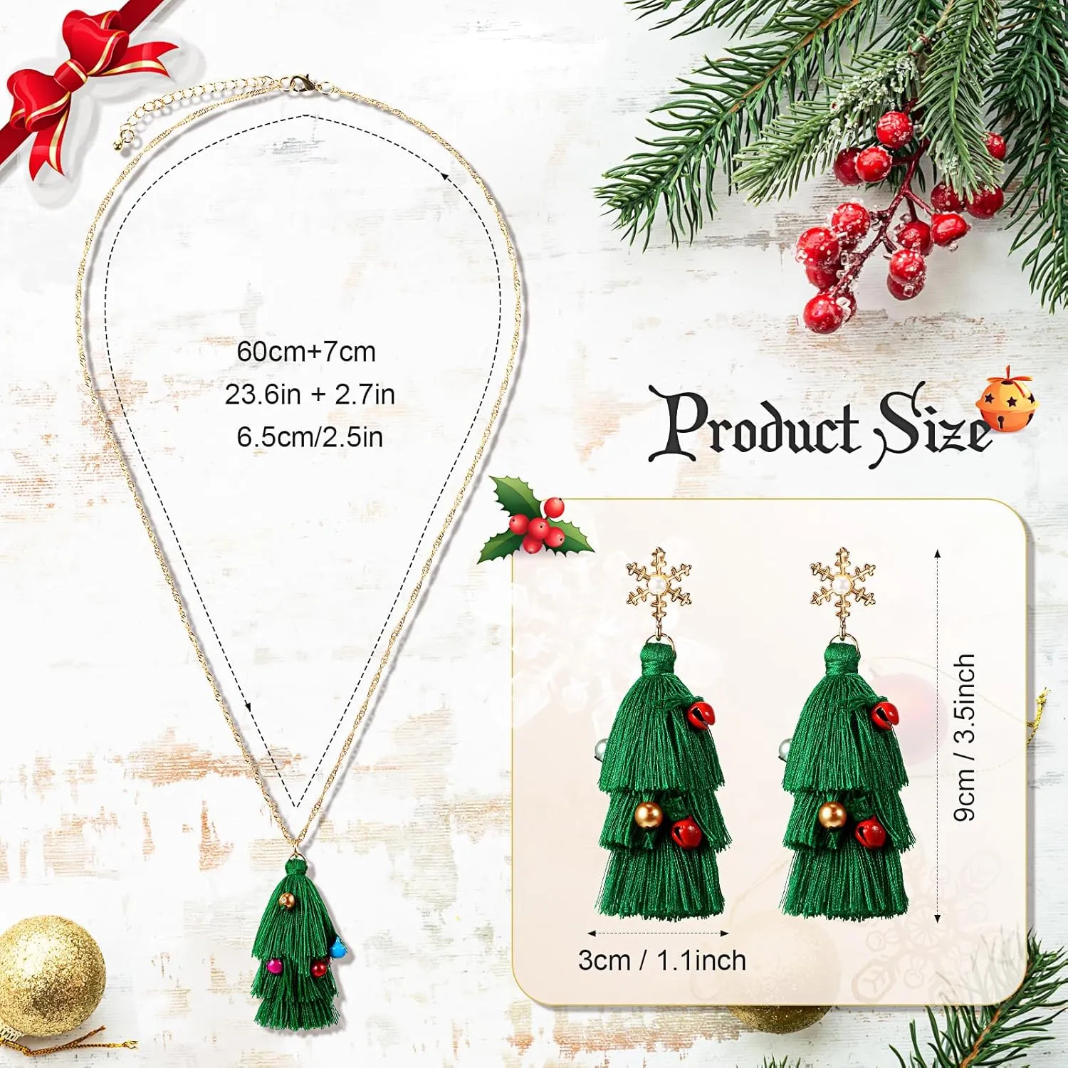 Hillban Christmas Jewelry Sets for Women, Christmas Necklace Dangle Earrings for Women Gifts