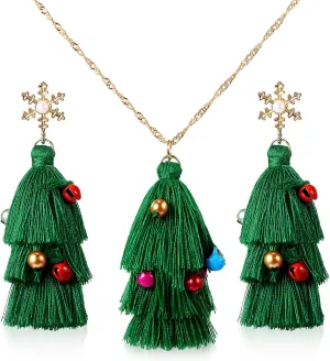Hillban Christmas Jewelry Sets for Women, Christmas Necklace Dangle Earrings for Women Gifts
