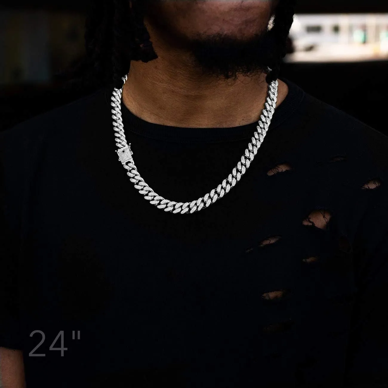 Hip Hop 12mm 10mm Real White Gold/18K Gold/Rose Gold Plated Iced Out Miami Cuban Link Chain Necklace or Bracelet Diamond CZ Choker for Men Women