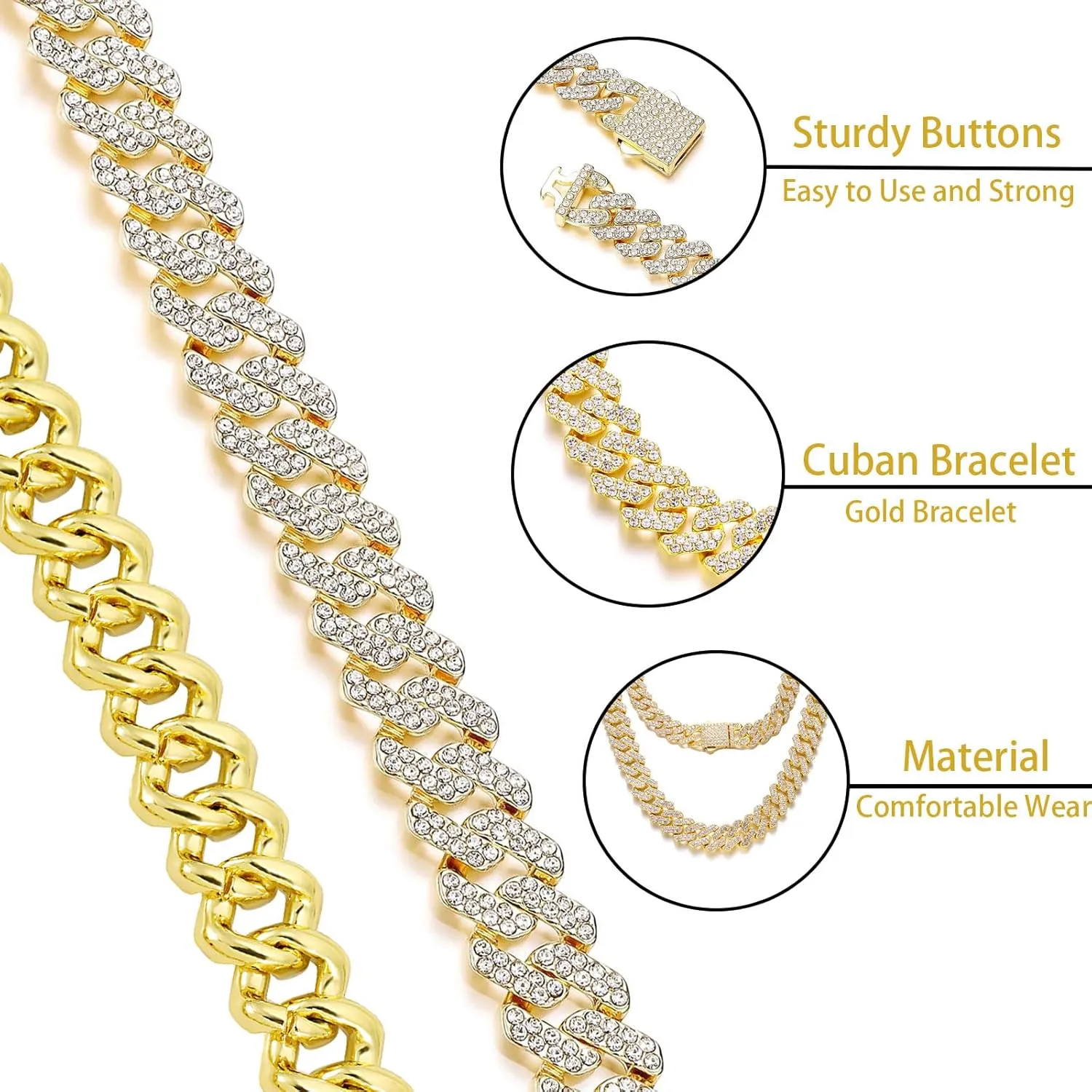 HIPBLING Cuban Link Bracelet for Women Diamond Miami Cuban Bracelet 12mm Pink Crystal Gold Silver Iced Out Bracelets Bling Hip Hop Jewelry for Womens Gift