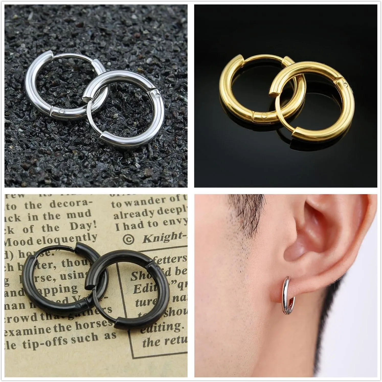 Hoop Earrings for Women 14K Gold Plated Chunky Hoop Earrings Set for Women Hypoallergenic Thick Men Huggie Hoop Earrings for Men Jewelry Gifts