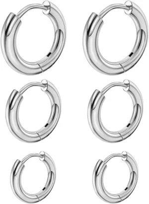 Hoop Earrings for Women 14K Gold Plated Chunky Hoop Earrings Set for Women Hypoallergenic Thick Men Huggie Hoop Earrings for Men Jewelry Gifts
