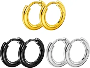 Hoop Earrings for Women 14K Gold Plated Chunky Hoop Earrings Set for Women Hypoallergenic Thick Men Huggie Hoop Earrings for Men Jewelry Gifts