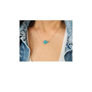 Horizontal Turquoise Cross Necklace  14k Gold Fill, Rose Gold Fill, or Sterling Silver  Dainty Sideways Cross Pendant  Handmade Minimalist Jewelry for Women  Gift for Her