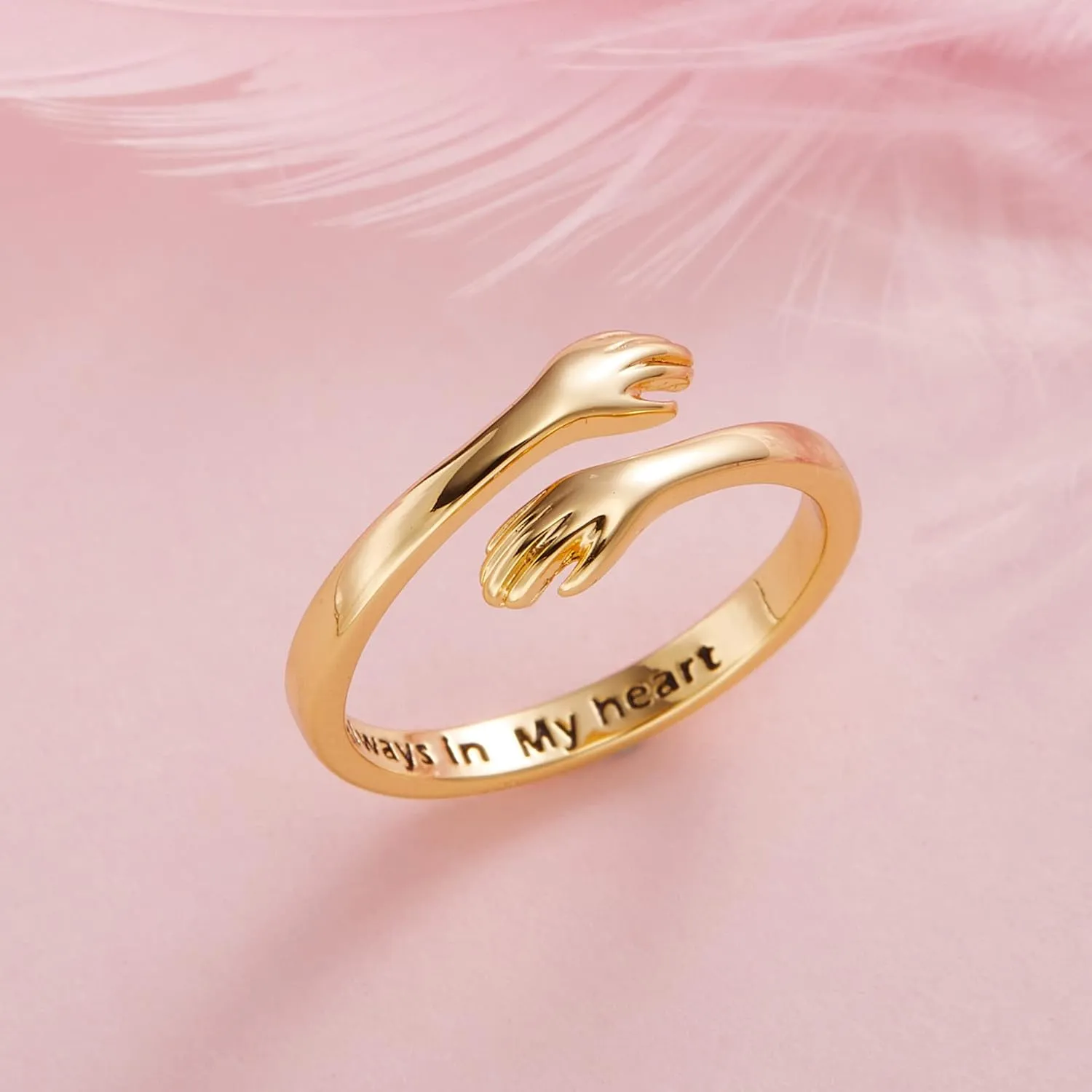 Hug Rings for Women 18K Gold Plated Gold Silver Adjustable Ring for Mother Daughter Hand Ring