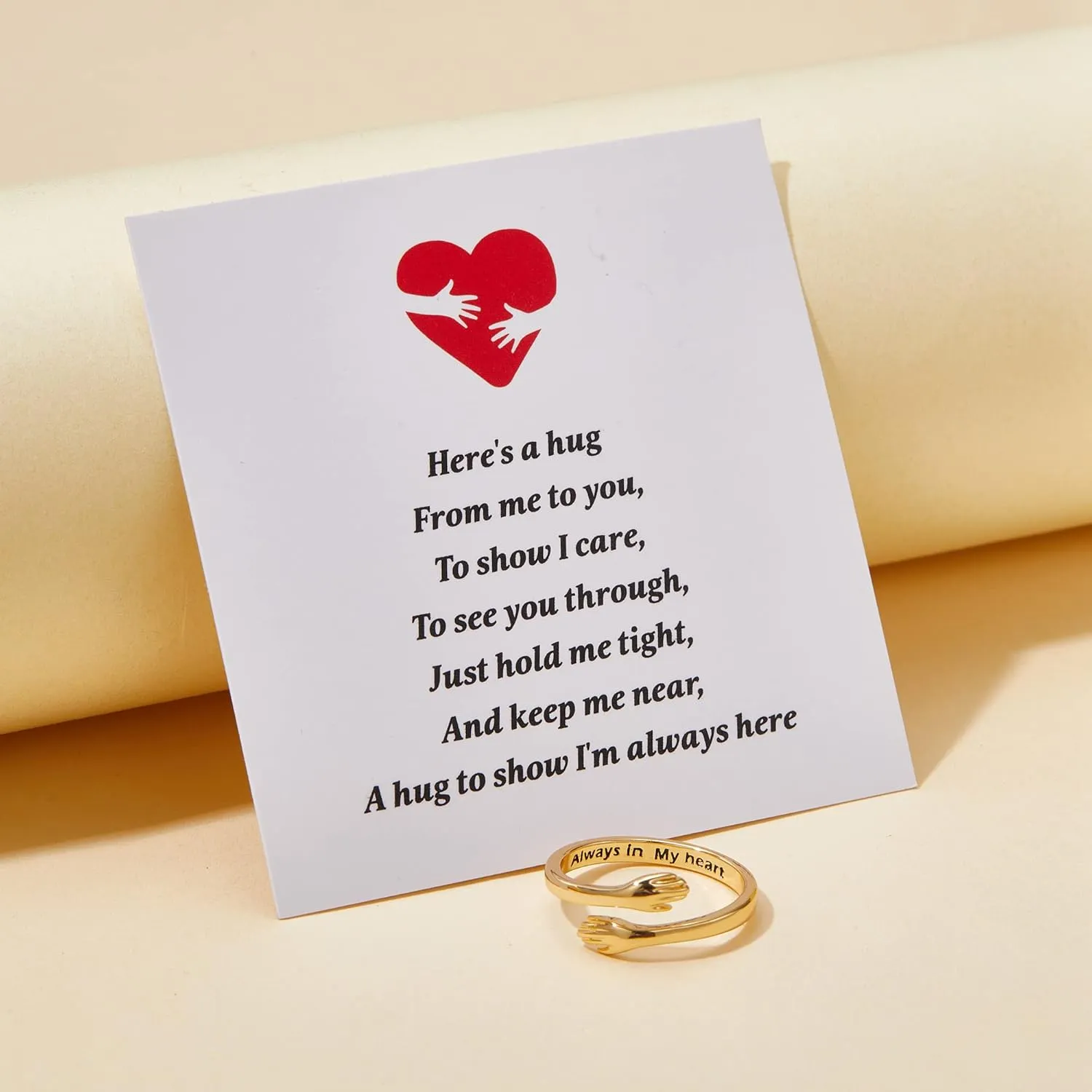 Hug Rings for Women 18K Gold Plated Gold Silver Adjustable Ring for Mother Daughter Hand Ring