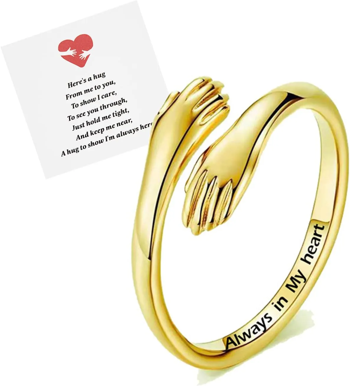 Hug Rings for Women 18K Gold Plated Gold Silver Adjustable Ring for Mother Daughter Hand Ring