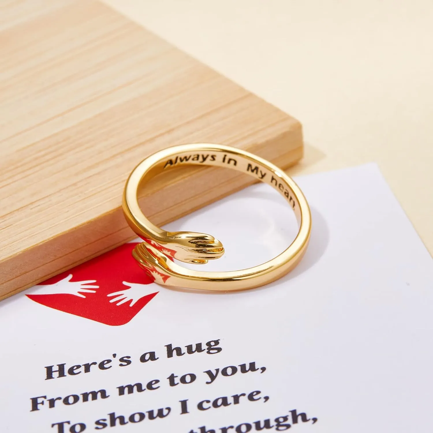 Hug Rings for Women 18K Gold Plated Gold Silver Adjustable Ring for Mother Daughter Hand Ring
