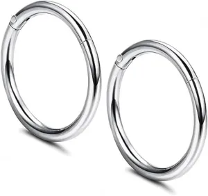 Hypoallergenic Nose Rings 18G 316l Surgical Steel Septum Jewellery Hinged Segment Ring Body Piercing Nose Hoop Lip Rings Nose Helix Cartilage Rook Earrings For Men Women Unisex - Silver Gold Black