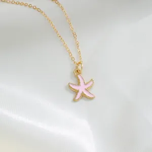 HZDK Starfish Necklace Conch Shell Necklace Gold Seashell Charm Necklace Summer Beach Jewelry Halloween Party Costume Accessories