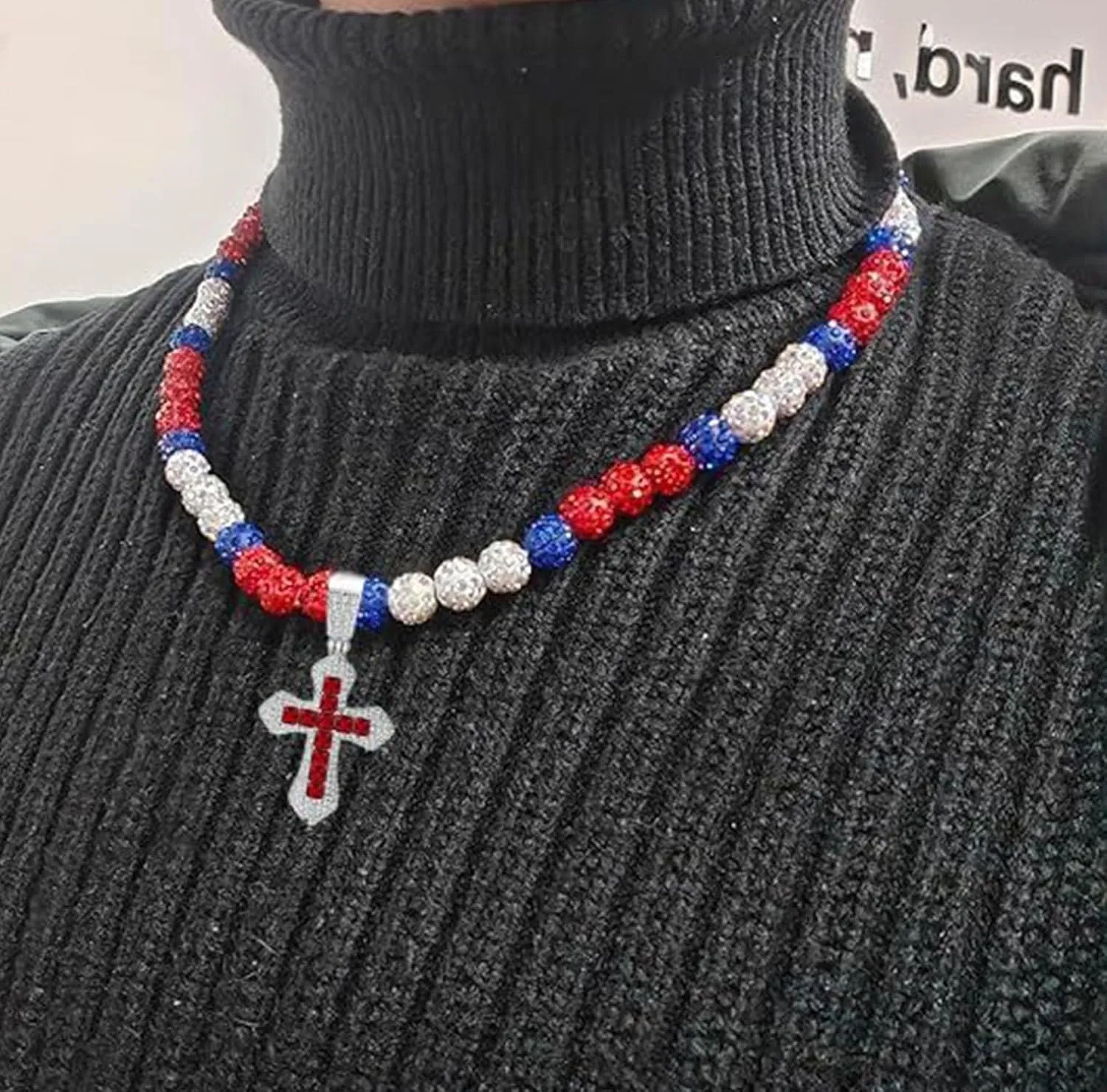 Ice Baseball Rhinestone Pendant Necklace for Men & Women - Trendy Baseball Team Jewelry