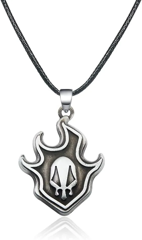 Ichigo Kurosaki Anime Pendant Necklace - Ichigo Flaming Shinigami Chain - Christmas Anime Cosplay Gifts for Women Men and Fans