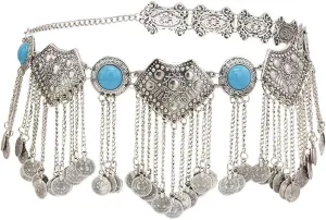 idealway Women's Belly Waist Chain - Dancing Belt Beach Belts Bohemian Body Chain Coin Tassel Belt Belly Jewelry Women Accessories