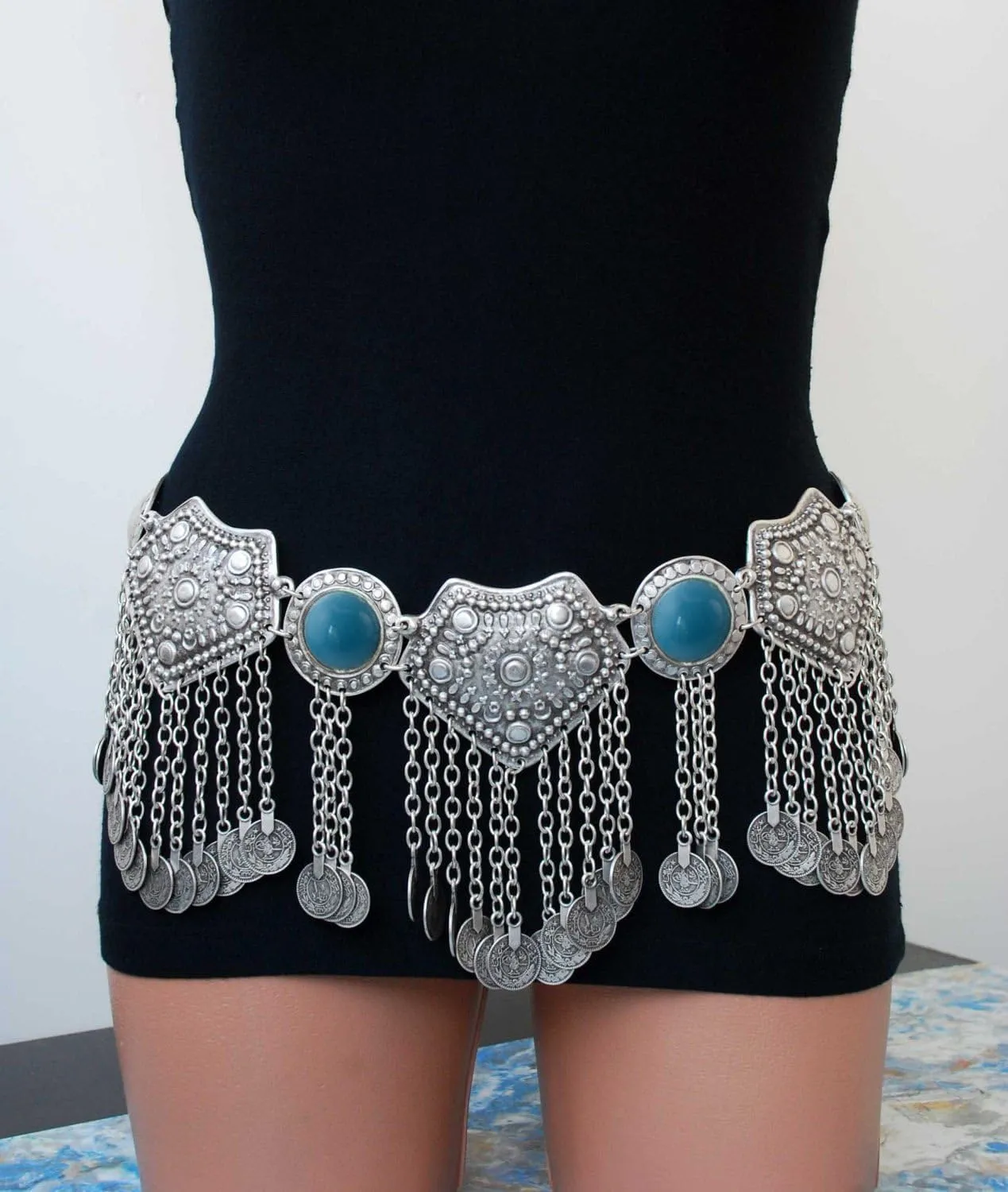 idealway Women's Belly Waist Chain - Dancing Belt Beach Belts Bohemian Body Chain Coin Tassel Belt Belly Jewelry Women Accessories
