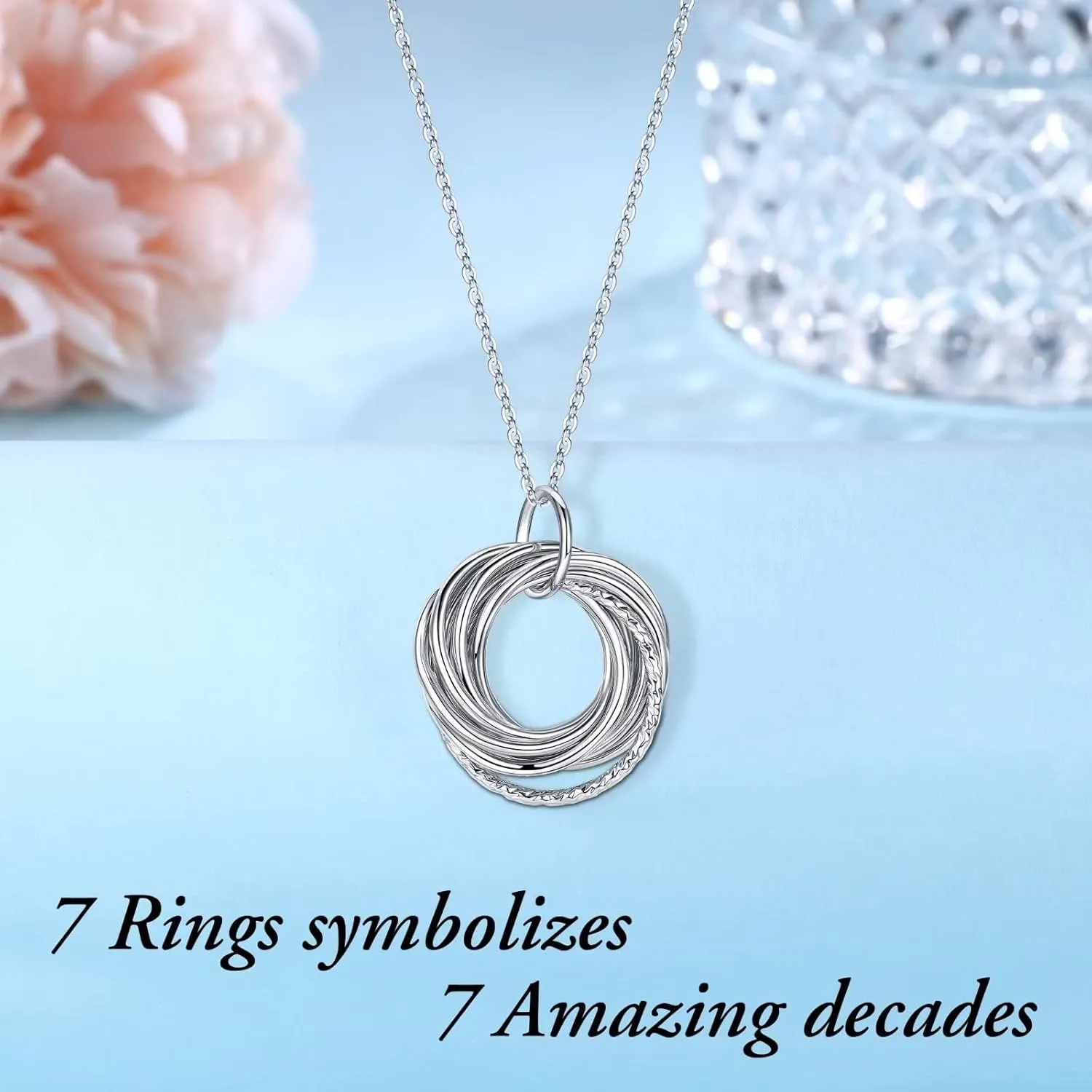 IEFLIFE Birthday Gifts for Women, Sterling Silver Necklaces, 40th 50th 60th 70th 80th 90th Birthday Necklace, 40 50 60 70 80 90 Years Old Birthday Gifts, 4 5 6 7 8 9 Decade Birthday Jewelry for Women