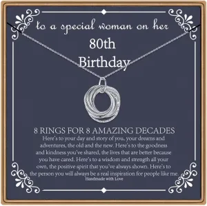 IEFLIFE Birthday Gifts for Women, Sterling Silver Necklaces, 40th 50th 60th 70th 80th 90th Birthday Necklace, 40 50 60 70 80 90 Years Old Birthday Gifts, 4 5 6 7 8 9 Decade Birthday Jewelry for Women