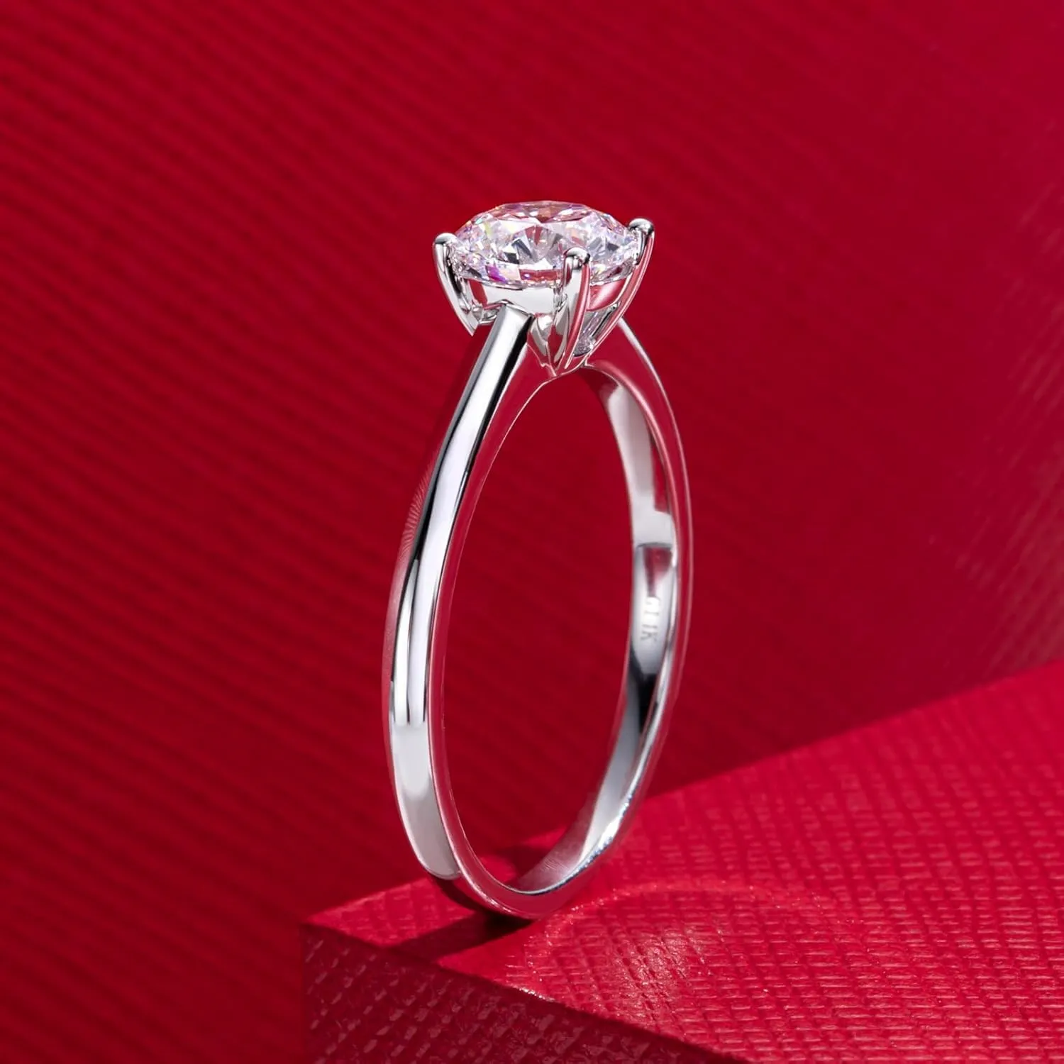 IGI 1ct D Color VVS Lab Grown Diamond Engagement Ring, 14K Solid White Gold