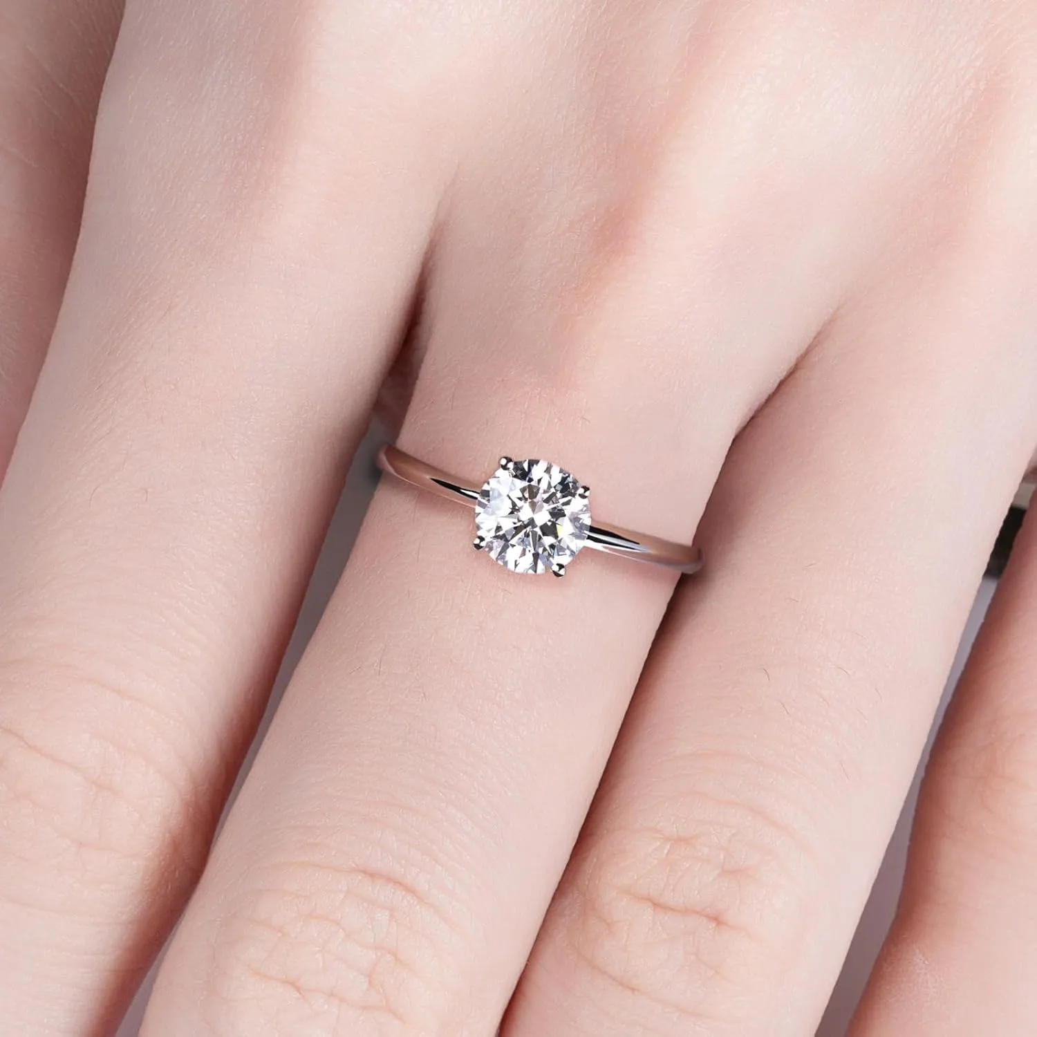 IGI 1ct D Color VVS Lab Grown Diamond Engagement Ring, 14K Solid White Gold