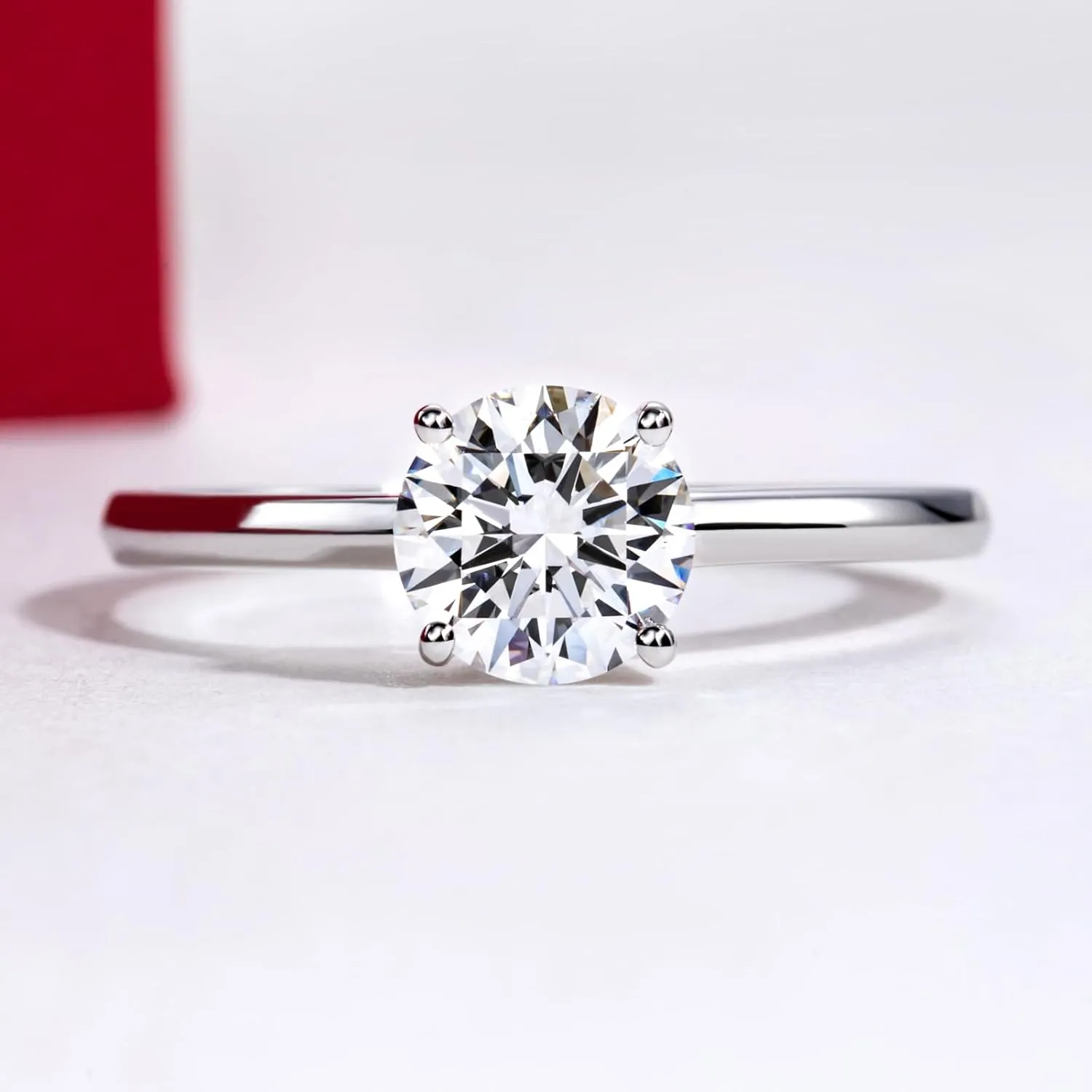 IGI 1ct D Color VVS Lab Grown Diamond Engagement Ring, 14K Solid White Gold
