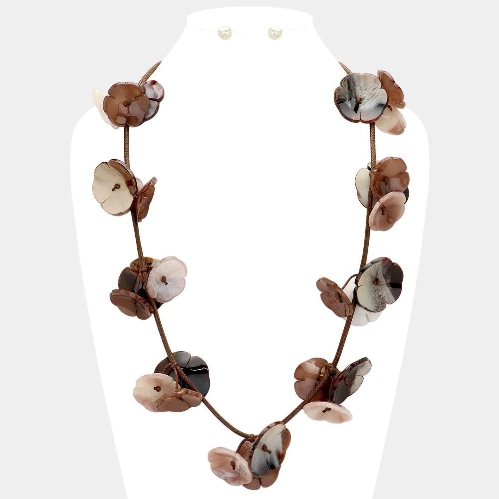iLLASPARKZ Celluloid Acetate Flower Beaded Faux Leather Necklace