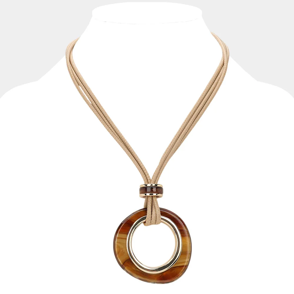 iLLASPARKZ Celluloid Acetate Ring Knot Multi Faux Leather Cord Necklace