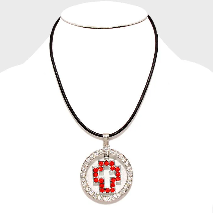 iLLASPARKZ Cross Pendant with Leather Cord Necklace