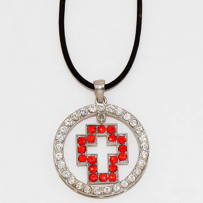 iLLASPARKZ Cross Pendant with Leather Cord Necklace