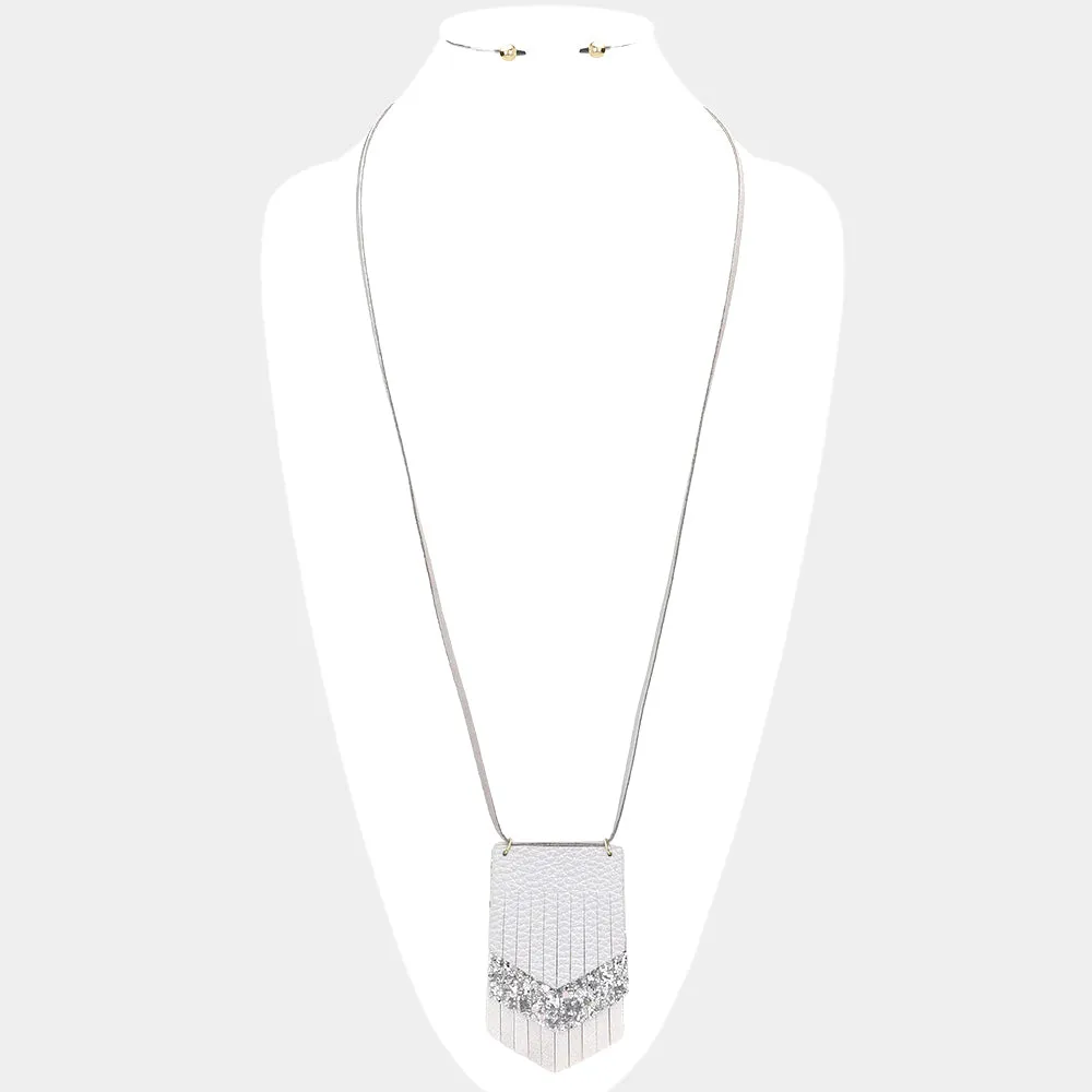 iLLASPARKZ Cut Faux Leather Pendant Long Necklace