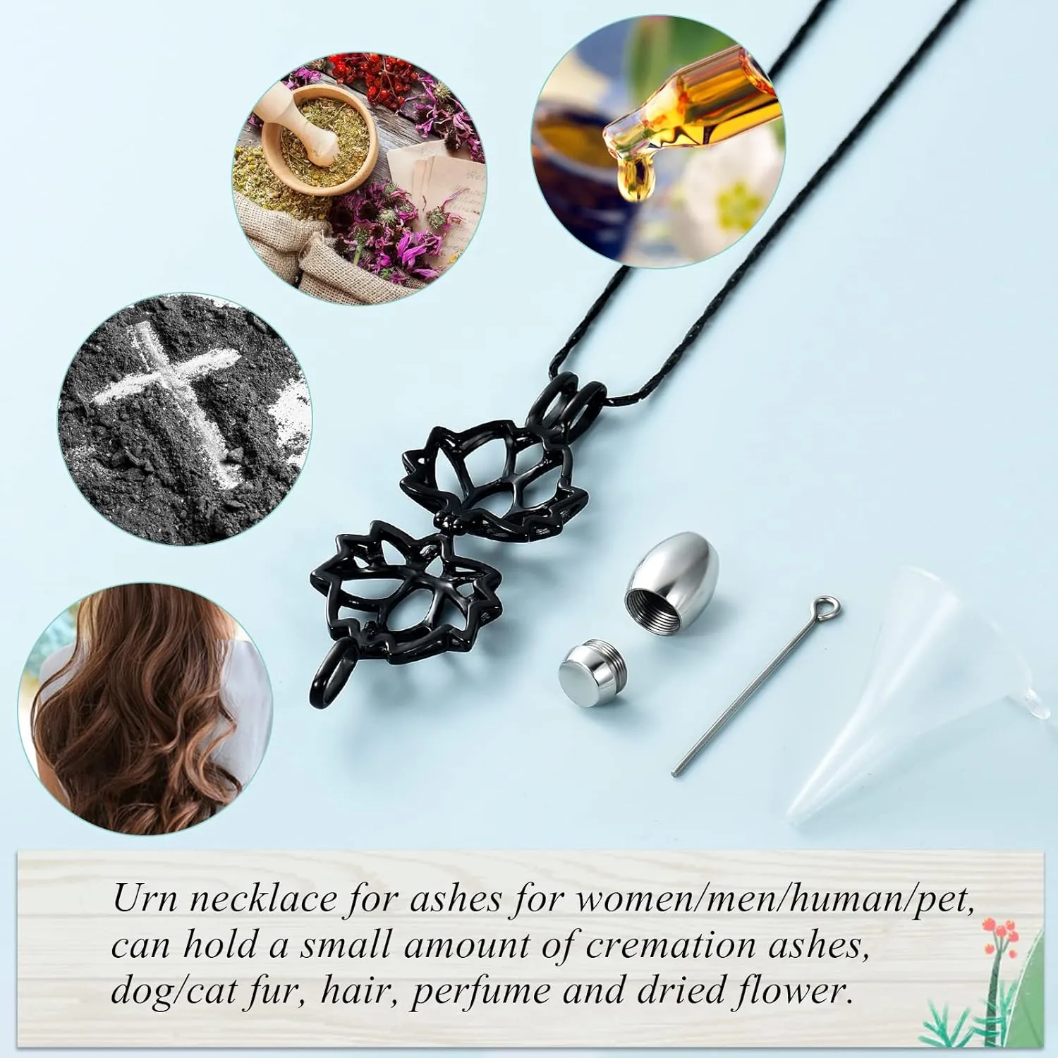 Imrsanl Cremation Jewelry for Ashes - Lotus Flower Ashes Pendant Necklace with Mini Keepsake Urn Memorial Ash Jewelry