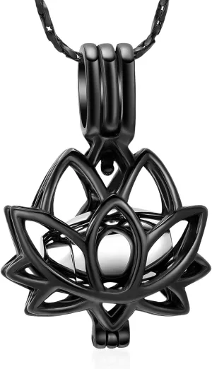 Imrsanl Cremation Jewelry for Ashes - Lotus Flower Ashes Pendant Necklace with Mini Keepsake Urn Memorial Ash Jewelry