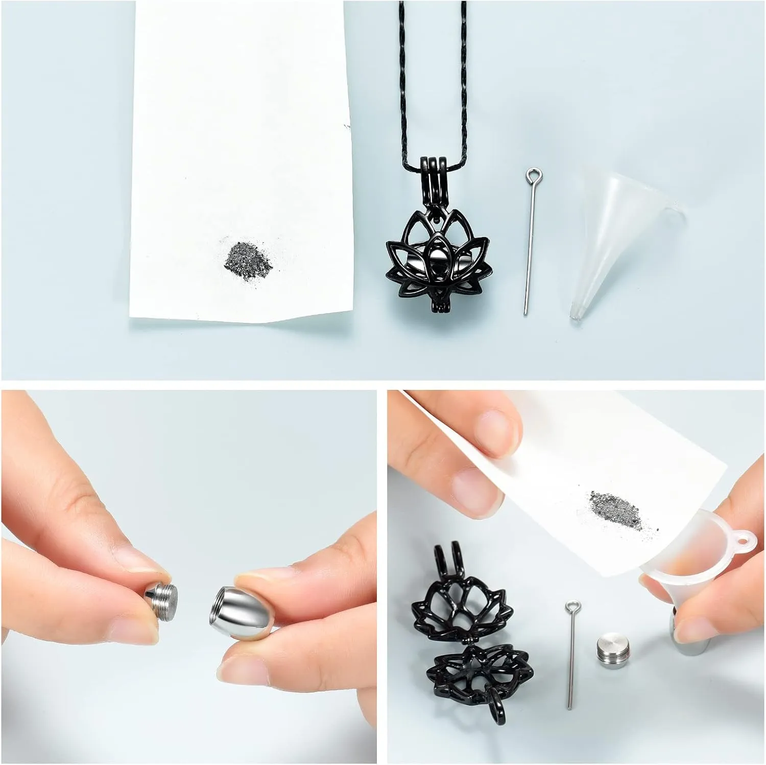 Imrsanl Cremation Jewelry for Ashes - Lotus Flower Ashes Pendant Necklace with Mini Keepsake Urn Memorial Ash Jewelry