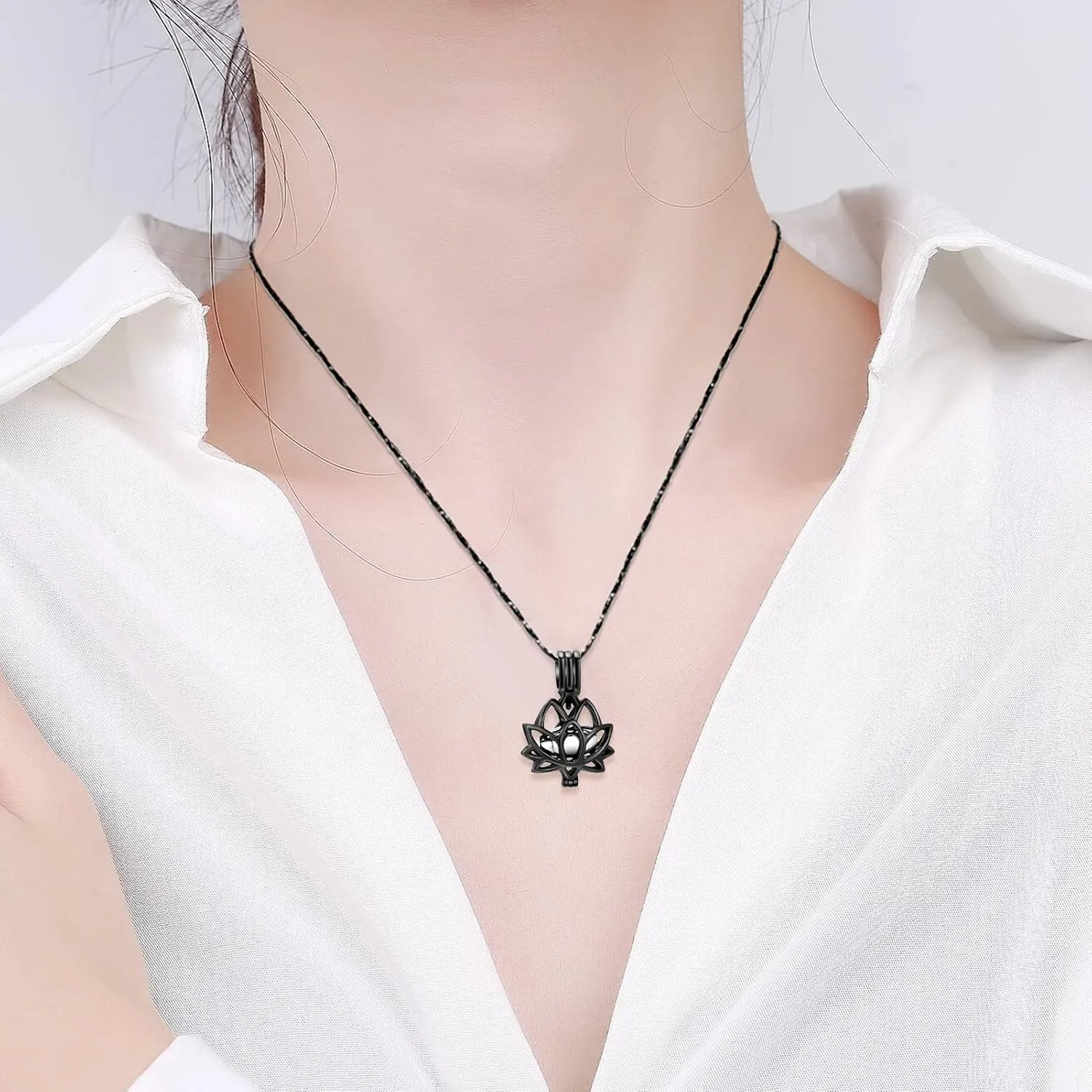 Imrsanl Cremation Jewelry for Ashes - Lotus Flower Ashes Pendant Necklace with Mini Keepsake Urn Memorial Ash Jewelry