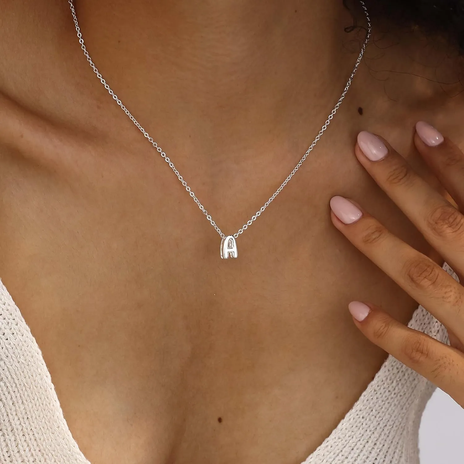 Initial Necklaces for Women Bubble Gold Silver Letter Necklace Dainty Personalized Charm Pendant Name Necklace Cute Non Tarnish Fashion Accessories Teen Gift Trendy Stuff Jewelry Gifts