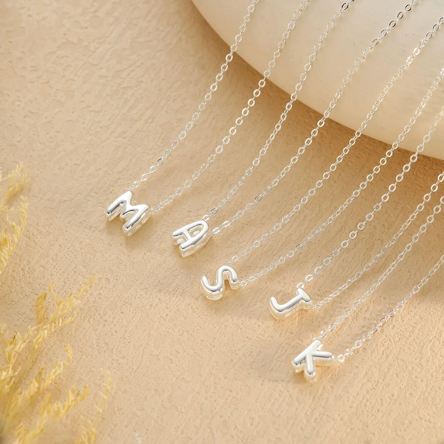 Initial Necklaces for Women Bubble Gold Silver Letter Necklace Dainty Personalized Charm Pendant Name Necklace Cute Non Tarnish Fashion Accessories Teen Gift Trendy Stuff Jewelry Gifts