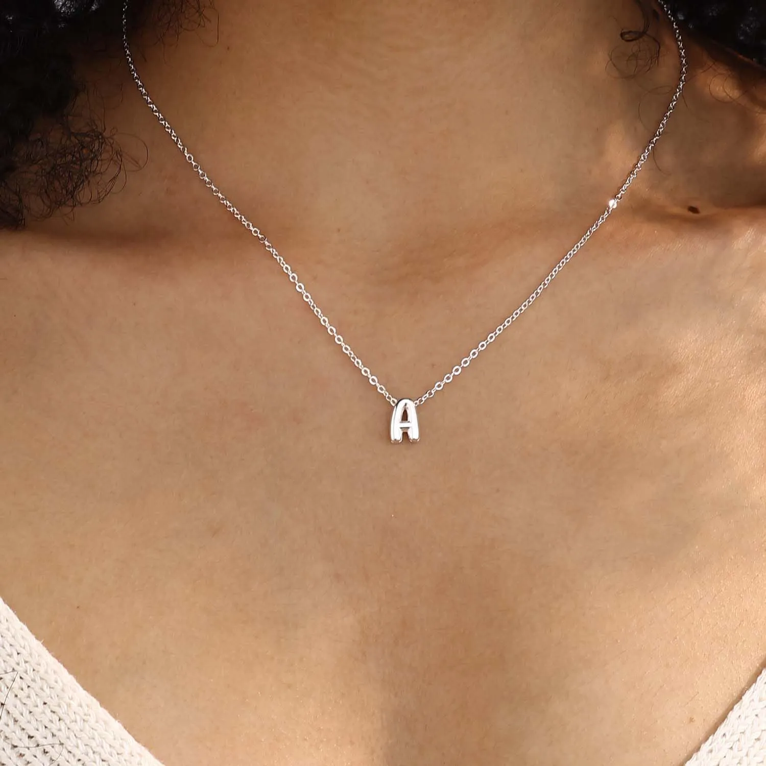 Initial Necklaces for Women Bubble Gold Silver Letter Necklace Dainty Personalized Charm Pendant Name Necklace Cute Non Tarnish Fashion Accessories Teen Gift Trendy Stuff Jewelry Gifts