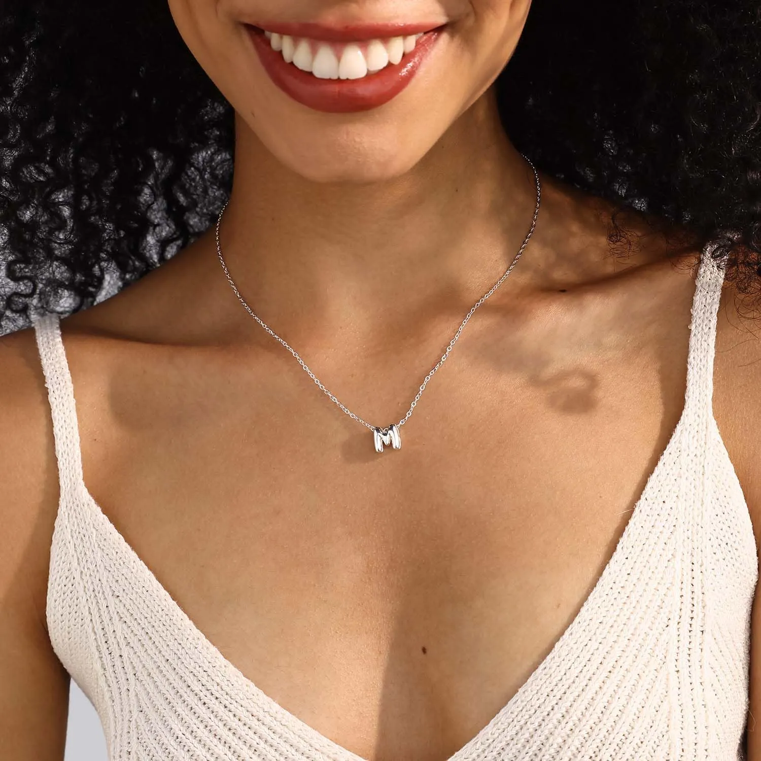 Initial Necklaces for Women Bubble Gold Silver Letter Necklace Dainty Personalized Charm Pendant Name Necklace Cute Non Tarnish Fashion Accessories Teen Gift Trendy Stuff Jewelry Gifts