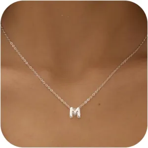 Initial Necklaces for Women Bubble Gold Silver Letter Necklace Dainty Personalized Charm Pendant Name Necklace Cute Non Tarnish Fashion Accessories Teen Gift Trendy Stuff Jewelry Gifts
