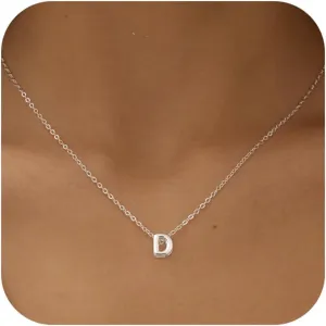 Initial Necklaces for Women Bubble Gold Silver Letter Necklace Dainty Personalized Charm Pendant Name Necklace Cute Non Tarnish Fashion Accessories Teen Gift Trendy Stuff Jewelry Gifts